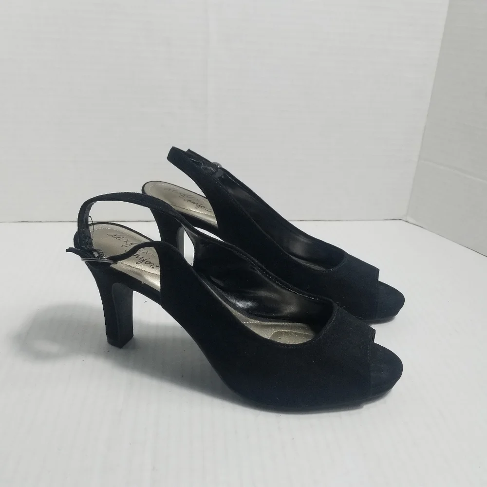 DEXFLEX COMFORT WOMEN'S BLACK SLINGBACK HEELS SIZE 6.5